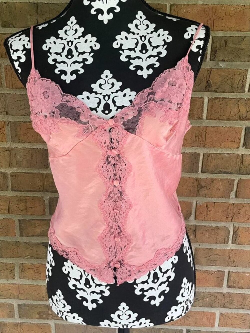 Y2K Victoria's Secret Coral Pink Silk Button Front Tank Top Large
